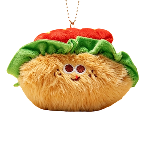 2 Portachiavi in peluche a forma di hot dog, coppia coordinata con occhi mobili e lattuga, ciondoli morbidi a forma di snack per migliori amici - Product Image 3
