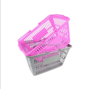 일본 브랜드 슈퍼마켓 쇼핑 바구니 작은 플라스틱 금속 건설 유명 브랜드 스낵 부티크 핑크 컬러 - Product Image 5