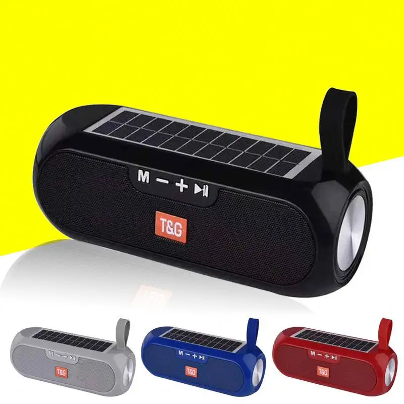TG182 Stereo Wireless Speaker Portable Sound Column Solar Charging Speaker MP3 Outdoor Music Speaker