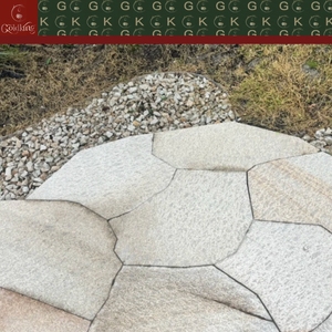 GOLDKING Pietra per <span class=keywords><strong>Pavimentazione</strong></span> in Arenaria a Faccia Irregolare per Terrazze Zen, Beige Grigio Miele, Misure Personalizzate - Product Image 5