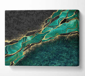 Lienzo con texturas verdes y doradas, Marco estirado <span class=keywords><strong>de</strong></span> <span class=keywords><strong>madera</strong></span> abstracto, pintura decorativa artística para decoración del hogar, listo para colgar - Product Image 3