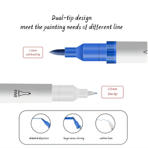 Stylos pinceaux aquarelle double pointe 0,5 mm fine et 4 mm pinceau, encre à base d'eau mélangeable pour le dessin, vente en gros, boîte personnalisée OEM - Product Image 3