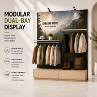 Système d'affichage modulaire universel en aluminium léger, vitrine murale rétroéclairée pour la vente au détail, profil perforé, support facile à assembler