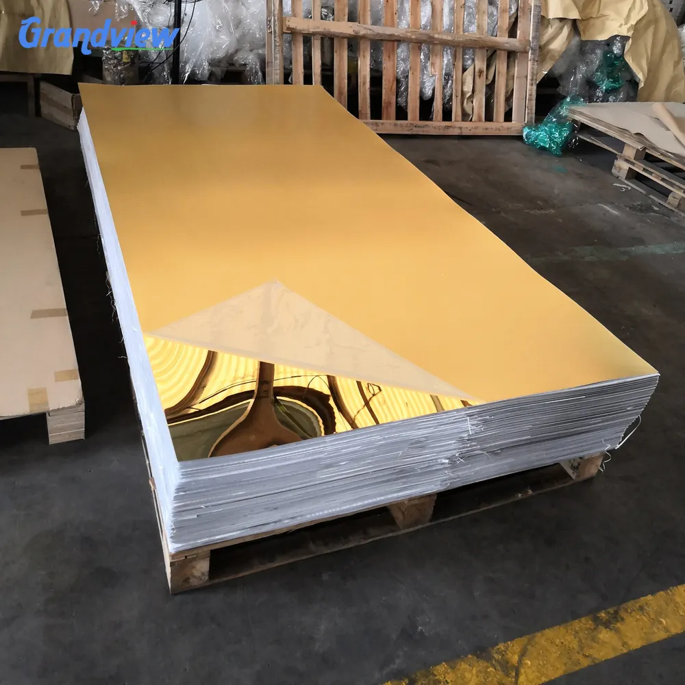 Guangzhou fabrika toptan 1mm 2mm 3mm altın renk pmma duvar aynası dekoratif akrilik levha/tahta/panel