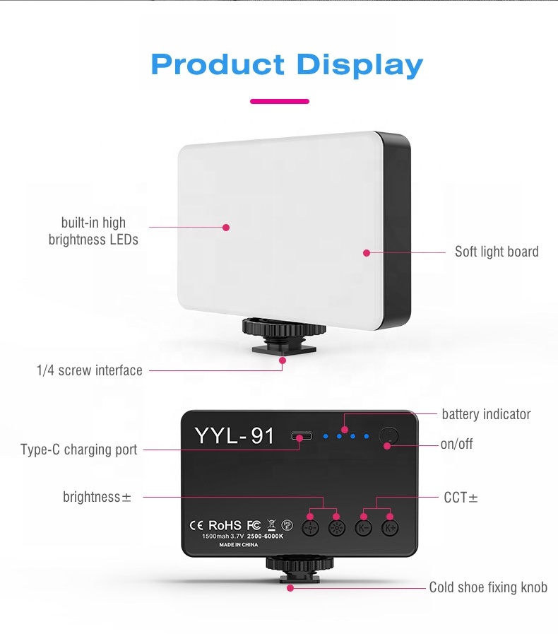 Rechargeable LED Video Fill Light – Portable Vlog, Photography & Makeup Lighting Ring Light - View 2