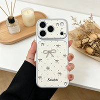 Nouvelle Coque de Téléphone Portable en Cuir PU à Pois avec Nœud, Coque Arrière Blanche Corning pour iPhone 17 16 15 14 13 Pro Max