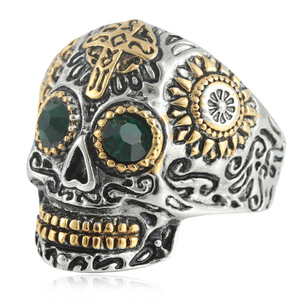 Men's Titanium Steel Skull <b>Ring</b> Cross Pattern Retro Punk Style Geometric Design Gift Jewelry 21015 - Product Image 3