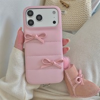Coque d'hiver matelassée XP1253 avec nœud compatible avec Apple 17 Pro Max, iPhone 16/15 Pro, et 14 Pro – Nouvelle collection automne-hiver, offre spéciale