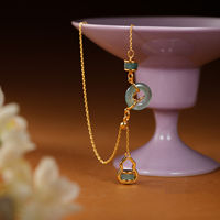 Collier pendentif TANGPEI pour femme en alliage doré et résine verte avec fermoir Ping An et pompon gourde, bijoux de mode