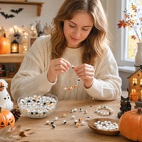Perles fantaisie Halloween peintes à la main, fournitures de breloques pour cadeaux de fête, bijoux de costume, fabrication de bracelets, vente en gros