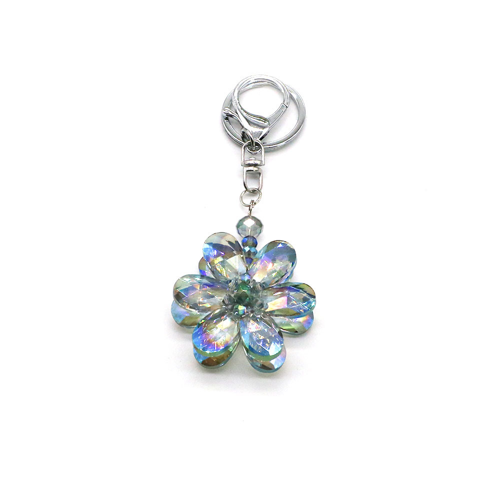 Portachiavi a Fiore Creativo di Lusso con Cristalli e Strass, Anello Portachiavi per Auto da Donna, Ciondolo Decorativo per Borse, Portachiavi in Vetro Brillante