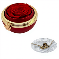 Boîte à bijoux romantique avec rose éternelle rotative, collier pendentif gravé, cadeau de Saint-Valentin, demande en mariage, anniversaire, dropshipping