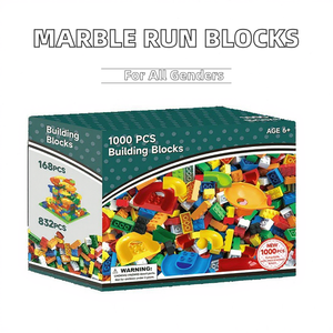 لعبة تركيب مسار الرخام التعليمية للأطفال، مجموعة قوالب بلاستيكية مع مكعبات كبيرة ومنزلق متاهة للأطفال - تجميع ذاتي - Product Image 2