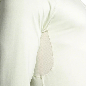 Chemise de performance ajustée pour homme, blanche, à manches longues, col montant, quart de zip, en polyester, anti-humidité, toutes saisons, jersey Drifit - Product Image 2