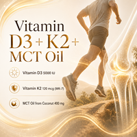 Gélules de Vitamine D3 K2 MK7 avec Huile MCT de Noix de Coco 5000UI D3 120mcg K2 Marque Privée Complément Alimentaire pour la Santé Osseuse OEM ODM