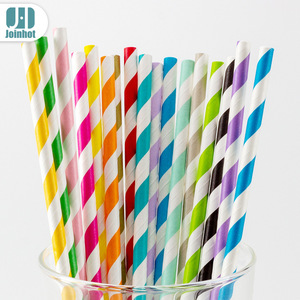 Paper Straw 216mm Disposable Biodegradable Striped For Party Beverage Use - Product Image 1