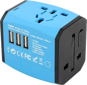 All-in-One International Travel Plug Adapter with 3 USB Ports and 1 AC Socket - Compatible for US EU UK AUS