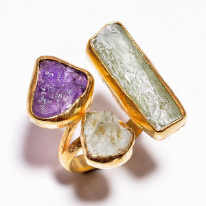 Bague en argent faite à la main avec pierre précieuse naturelle, bague en kyanite verte brute naturelle plaquée or, grossiste en bijoux en argent 925 - Product Image 6