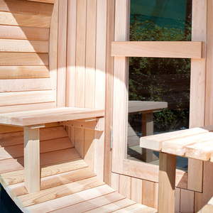 Cedar 1800*2400MM Barril Sauna con porche para saunas al aire libre Vapasauna Fabricante directo Alta calidad Clear Grade Red 40 Hotel - Product Image 2