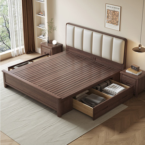 Nevan <strong>Chinese</strong> Modern Good Quality Plywood Panel Bedroom Set Storage Frame Luxury Solid Wood Cheap <strong>Platform</strong> Box <strong>Bed</strong> Design - Product Image 1