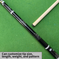 Tongkat Biliar Black Dragon Pattern, Penjualan Langsung Pabrik, Mendukung Kustomisasi, 58 Inci 148cm, Kayu Maple Kanada, Ujung 13MM