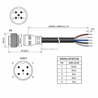 Cable de conexión HYF sobremoldeado y blindado M12 de 5 pines con código A para sensor y actuador, cable PUR para conexión de dispositivos IO-Link CNC en fábrica