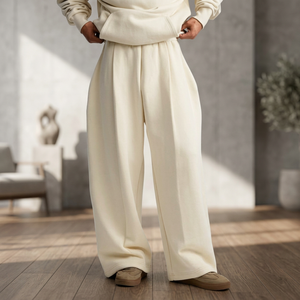 Pantalon de survêtement plissé pour homme Y33 Designer 100% coton bio, 520 GSM, coupe ample et oversize, couleur Artic Wolf, lavage coloré - Product Image 2