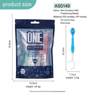 Brosse à <span class=keywords><strong>dents</strong></span> de voyage portable 2-en-1 avec fil dentaire intégré, brosse à <span class=keywords><strong>dents</strong></span> jetable souple et cure-dent <span class=keywords><strong>pour</strong></span> l'hygiène buccale – Vente en gros - Product Image 2