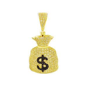 Bijoux Hip Hop de haute qualité plaqué <span class=keywords><strong>or</strong></span> blanc 14 carats VVS Moissanite sac d'argent dollar pendentif en argent sterling 925 pour hommes - Product Image 2