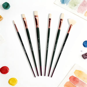 Juego <span class=keywords><strong>de</strong></span> 6 Pinceles Redondos Planos <span class=keywords><strong>de</strong></span> Acrílico para Pintar, Pinceles <span class=keywords><strong>de</strong></span> Artista Sintéticos Blancos y Suaves con Logotipo Personalizado - Product Image 3