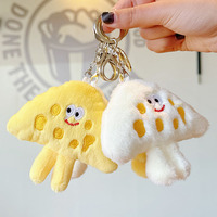 Vente chaude Étudiant Sacs Pendentif Porte-clés Doux En Peluche Jouets Kawaii Drôle Tranches Fromage Forme Drôle Mini Peluche Jouet Pendentif Porte-clés