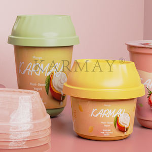 Custom Food Grade IML Printed 227ml Plastic Yogurt Oatmeal <b>Ice</b> <b>Cream</b> <b>Cup</b> Tub Packaging Containers Spoon - Product Image 4