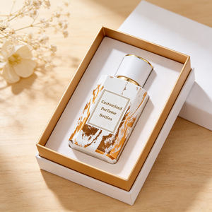 Botella de Vidrio Premium de 100 ml con Efecto Marmoleado, Base Pesada, Reutilizable, con Pulverizador, Tapa Metálica, Color Personalizado, para Amenidades de Hotel y Fragancias - Product Image 1