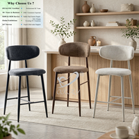 OKAY Vente en gros de meubles d'hôtel modernes et luxueux, tabouret de bar à dossier haut, coussin ergonomique, chaise de bar en tissu bouclé pour café et restaurant