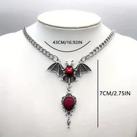 Collier Pendentif Gothique Exagéré avec Cœur Magique, Croix et Cercueil, en Émail Rouge Goutte d'Eau, pour Femme, Bijou Tendance pour Fête d'Halloween