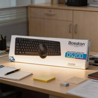 Ensemble clavier et souris filaire USB ergonomique et étanche BOSSTON D5200, clavier 104 touches + souris 3D en stock
