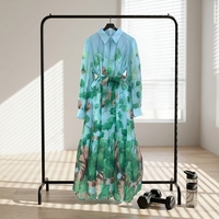 Nouvelle Collection 2026 – Robe Longue Évasée Grande Taille à Col Rabattu et Dentelle Florale en Polyester, Modèle Best-seller