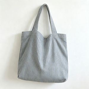 Reusable Custom Letter Pattern Canvas Cotton Tote Bag Eco-Friendly Shoulder Shopping Tote for Women Daily Use - Product Image 1