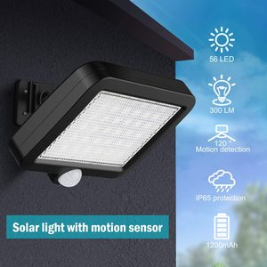 Luz Solar con Sensor de Movimiento de 56 LED, IP65 Impermeable, Ángulo de Iluminación de 120 Grados, Lámpara de Pared con Cable de 5 Metros para Jardín - Product Image 3