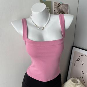 <span class=keywords><strong>Top</strong></span> de <span class=keywords><strong>Tirantes</strong></span> Personalizado Estilo Sexy <span class=keywords><strong>con</strong></span> Cuello Cuadrado para Mujer, Chaleco sin Mangas de Color Liso Ajustado para Otoño - Product Image 2