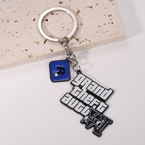 พวงกุญแจคาราไบเนอร์ <span class=keywords><strong>GTA6</strong></span> Grand Theft Auto แฟชั่นใหม่ ผลิตจากโลหะผสมสังกะสี ของตกแต่งเกม ขายตรงจากผู้ผลิต - Product Image 2