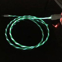 Kabel Data USB isi daya cepat, kabel Data USB 1m dengan lampu LED, kabel Streamer pengisian daya Cepat