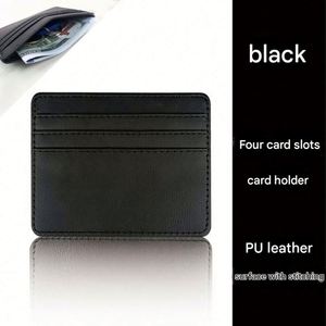 Porte-cartes multi-cartes en similicuir de couleur unie, porte-cartes à 4 emplacements, porte-monnaie, designs de logo personnalisés - Product Image 2