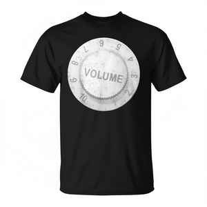 Volume Control <b>Knob</b> T-Shirt <b>Guitar</b> Amplifier Style Black Cotton Men's Shirt - Product Image 2