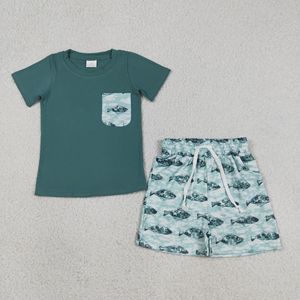 ชุดเสื้อยืดและกางเกงขาสั้นลายปลาสำหรับเด็กผู้ชาย RTS Boutique สไตล์ลำลองสำหรับฤดูร้อน ชุดเสื้อผ้า 2 ชิ้น ชุดคู่สำหรับพี่น้อง - Product Image 2