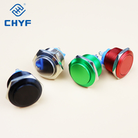 Interrupteur à bouton-poussoir métallique 16 mm, tête bombée, 1NO, aluminium anodisé rouge, jaune, vert, bleu, noir, IP65, CE, RoHS pour l'électronique
