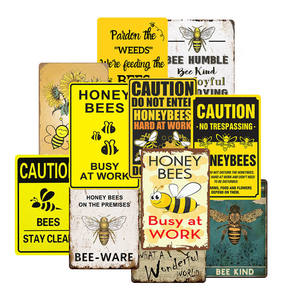 Lustige Vintage Zinn Zeichen Wand dekoration HONIG BÄREN BUSY ARBEIT VORSICHT Metallplatte Benutzer definierte Großhandel Produkt typ Plakette - Product Image 1