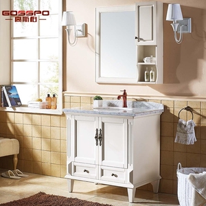Stile europeo massello <span class=keywords><strong>antico</strong></span> legno di quercia bagno <span class=keywords><strong>lavabo</strong></span> <span class=keywords><strong>lavabo</strong></span> da pavimento con finitura oro specchio <span class=keywords><strong>antico</strong></span> Design moderno - Product Image 4