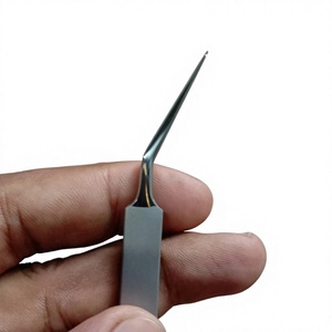 TEEJAY ELT-5019 Silver <b>Sand</b> Treated Handle and Polished Tip 45 Degree Angled Eyelash Extension Tweezer for Isolation - Product Image 1