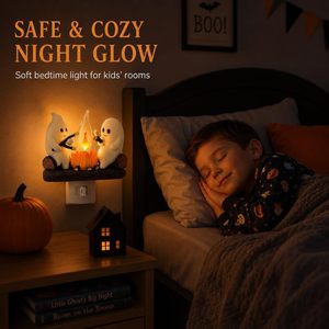 Meilleure vente : Veilleuse LED à brancher Effet Flamme Vacillante, Décoration d'Halloween 3D, Fantôme Guimauve Mignon et Effrayant - Product Image 4